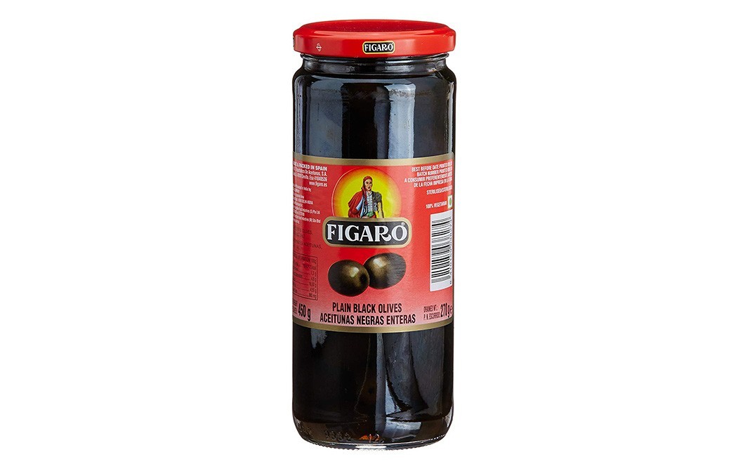 Figaro Plain Black Olives    Plastic Jar  450 grams